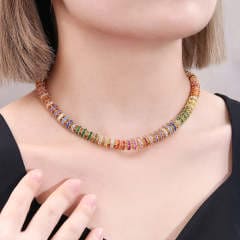 Colar Riviera Rondele necklace mix color 40cm A0043