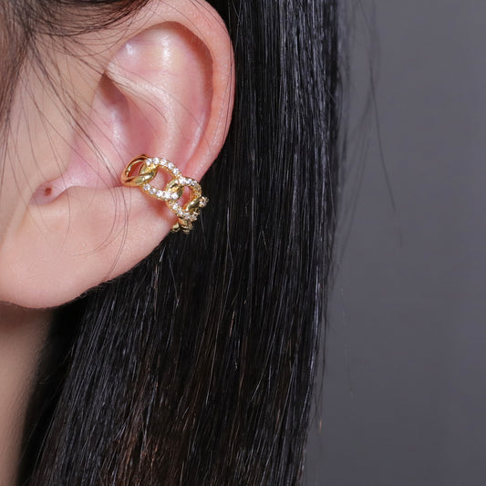 Brinco Ear Cuff Elos Cravejados - XYE104624