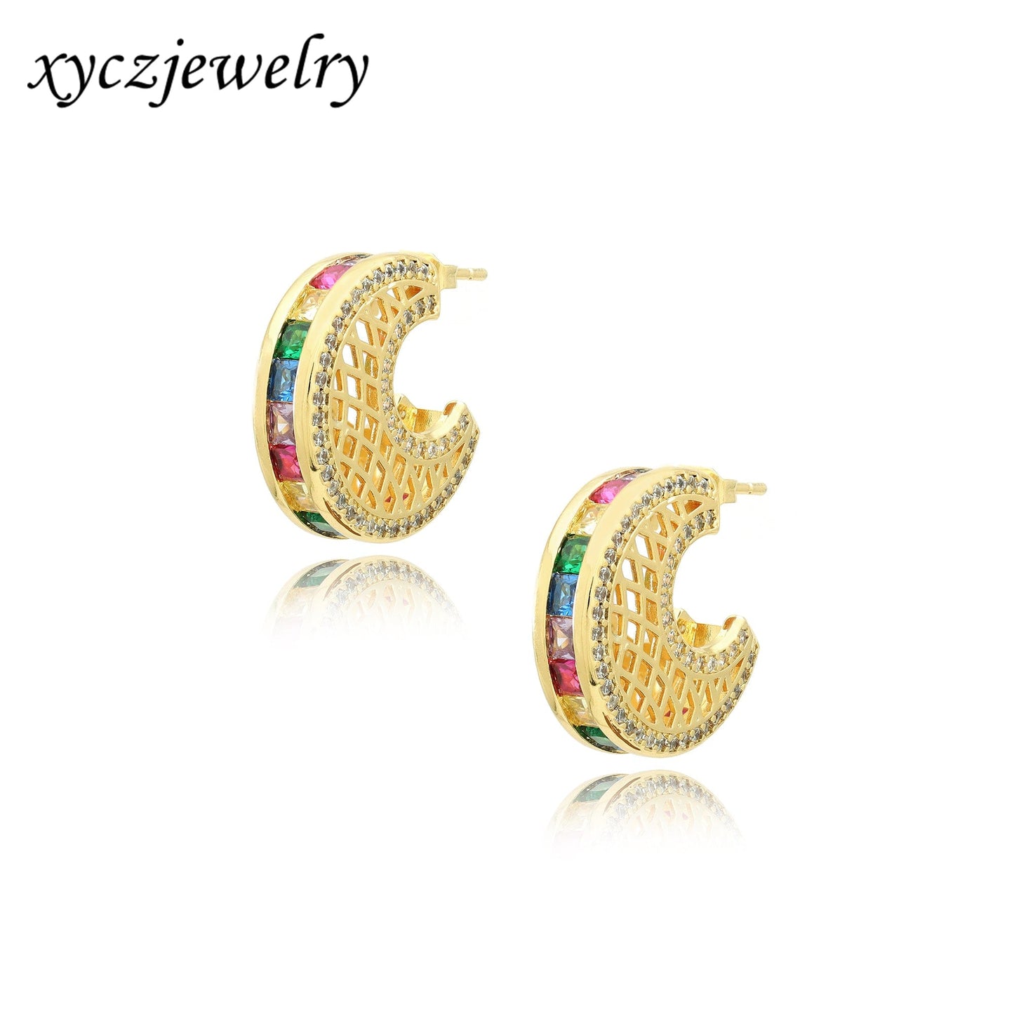 Meia Argola Carrês  Esplêndida XYE104437 earring