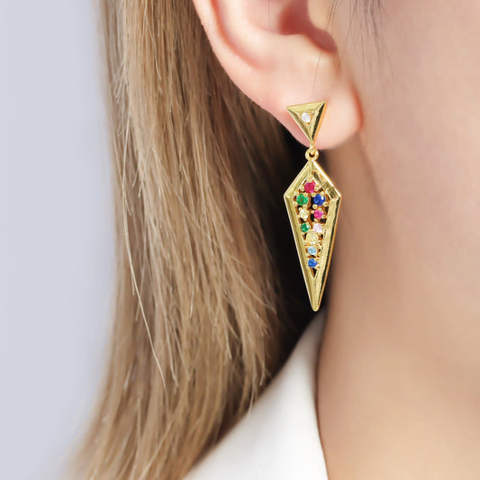 DESC-  Brinco Losangulo Colors  XYE103142 earring