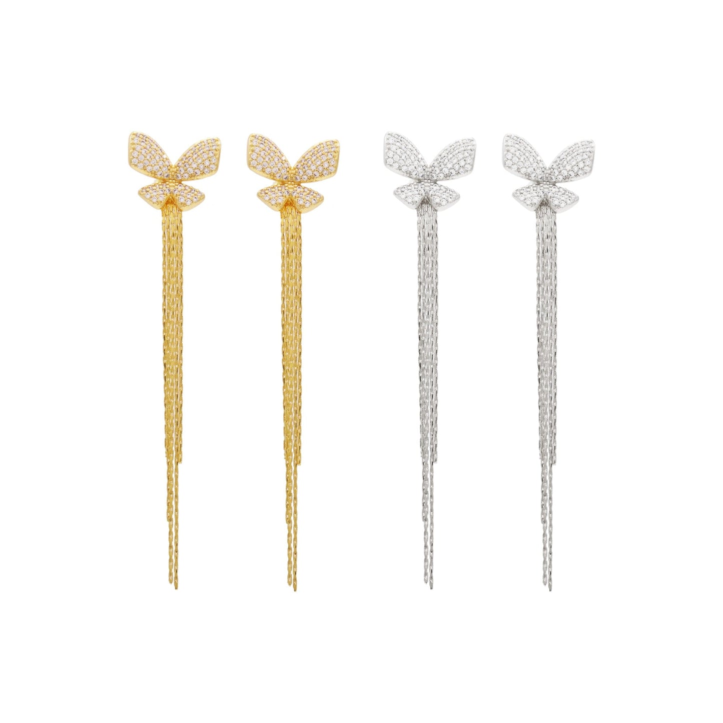 DESC-Brinco Borboleta com Franja XYE104579 earring