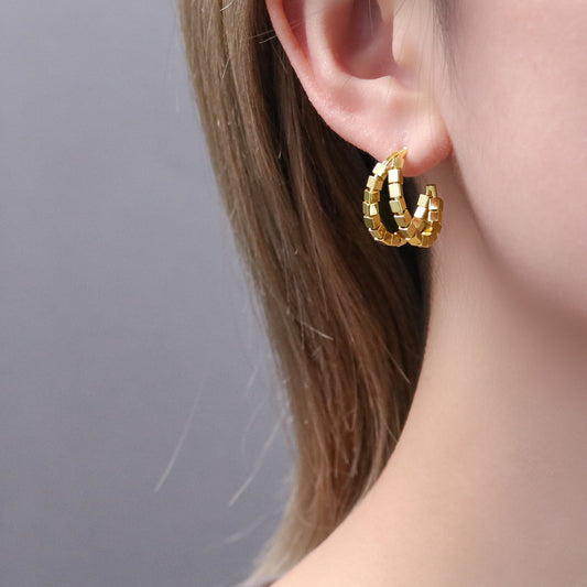 DESC- Meia Argola Canutilhos Lisa XYE104561 earring