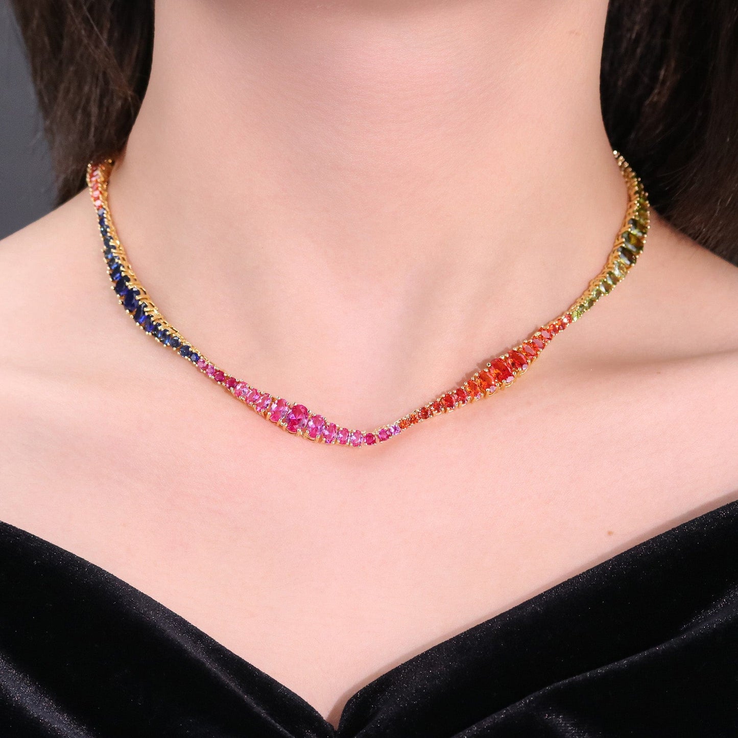 DESC-Colar Riviera Carrê Mix de Cores  Luxo  XYN101242  necklace