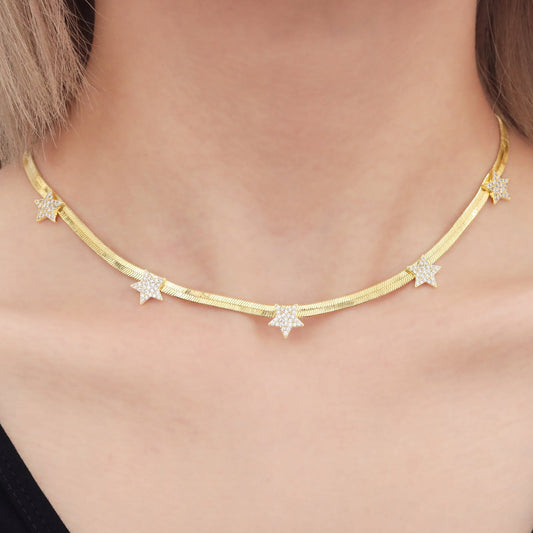 Colar Choker Estrelas XYN101074 necklace 410mm