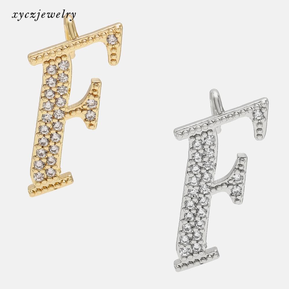 DIY Pingente  letras iniciais em itálico A a Z cravejado com zircônia branca XYPJ100461   VENDIDO SEPARADAMENTE