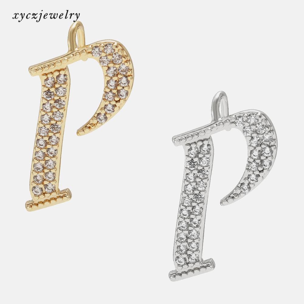 DIY Pingente  letras iniciais em itálico A a Z cravejado com zircônia branca XYPJ100461   VENDIDO SEPARADAMENTE